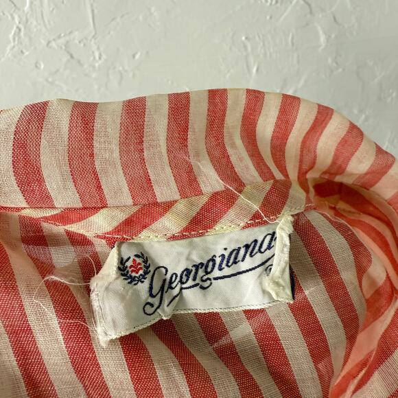 Vintage Georgiana 40s 50s Party Dress Evening Side Metal Zip Beaded Cotton QQ17 - Picture 10 of 10